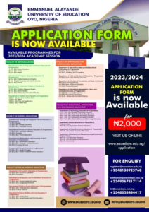 EMMANUEL ALAYANDE UNIVERSITY OF EDUCATION, OYO RELEASES POST UTME/DE ADMISSION FORM FOR 2023/2024 ACADEMIC SESSION EMMANUEL ALAYANDE UNIVERSITY OF EDUCATION,OYO RELEASES POST UTME/DE ADMISSION FORM FOR 2023/2024 ACADEMIC SESSION EMMANUEL ALAYANDE UNIVERSITY OF EDUCATION,OYO RELEASES POST UTME/DE ADMISSION FORM FOR 2023/2024 ACADEMIC SESSION 1703589326891
